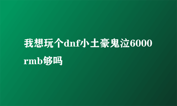 我想玩个dnf小土豪鬼泣6000rmb够吗