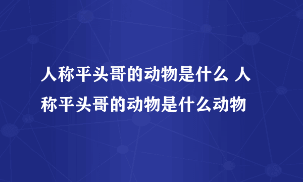 人称平头哥的动物是什么 人称平头哥的动物是什么动物