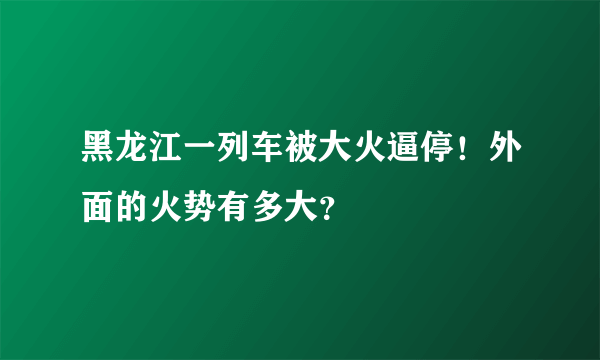 黑龙江一列车被大火逼停！外面的火势有多大？