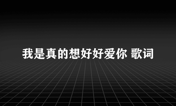 我是真的想好好爱你 歌词