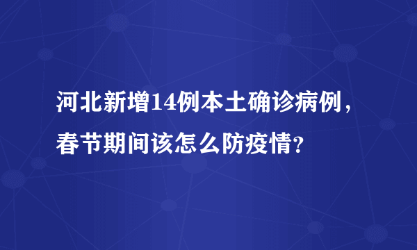 河北新增14例本土确诊病例，春节期间该怎么防疫情？