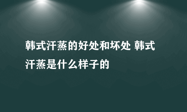 韩式汗蒸的好处和坏处 韩式汗蒸是什么样子的