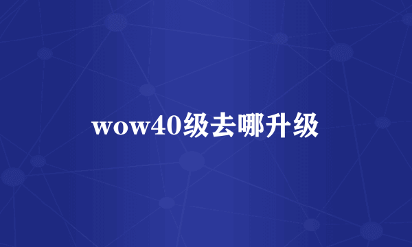 wow40级去哪升级