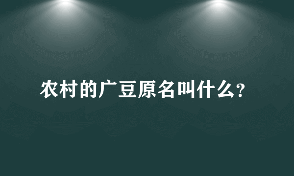 农村的广豆原名叫什么？