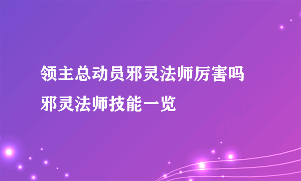 领主总动员邪灵法师厉害吗 邪灵法师技能一览