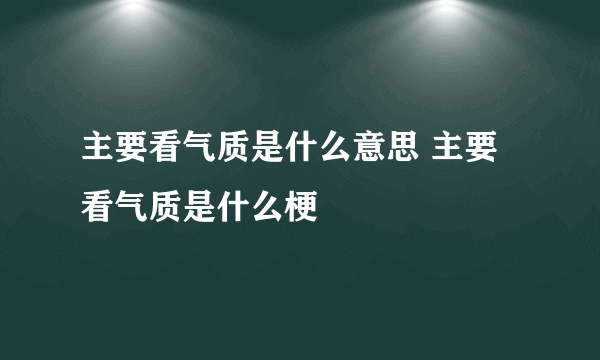 主要看气质是什么意思 主要看气质是什么梗