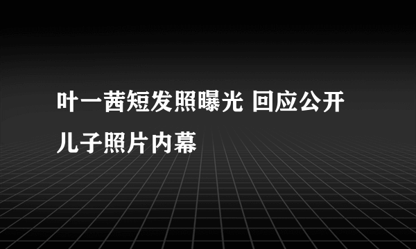 叶一茜短发照曝光 回应公开儿子照片内幕