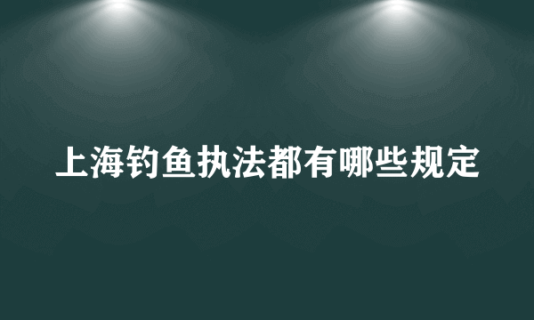 上海钓鱼执法都有哪些规定