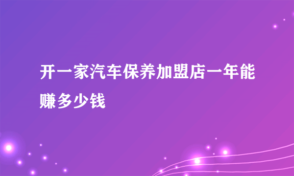 开一家汽车保养加盟店一年能赚多少钱