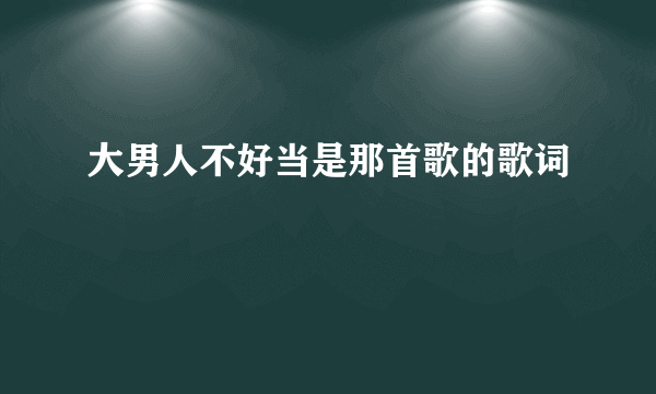 大男人不好当是那首歌的歌词