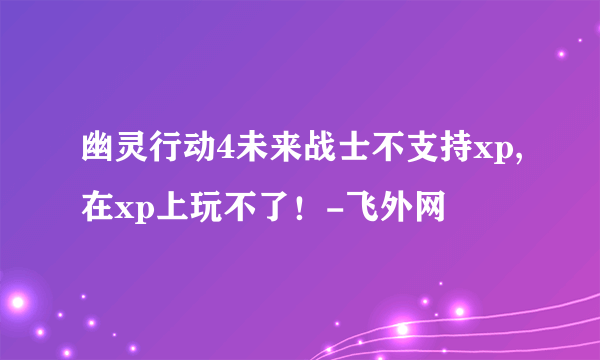 幽灵行动4未来战士不支持xp,在xp上玩不了！-飞外网