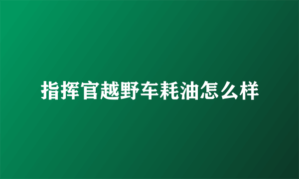 指挥官越野车耗油怎么样