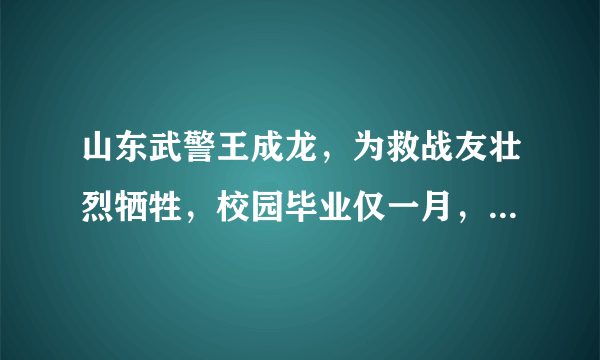 山东武警王成龙，为救战友壮烈牺牲，校园毕业仅一月，追记一等功