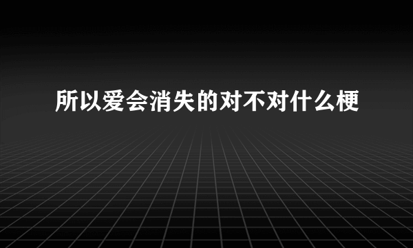 所以爱会消失的对不对什么梗