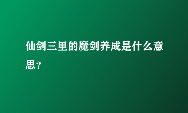 仙剑三里的魔剑养成是什么意思？