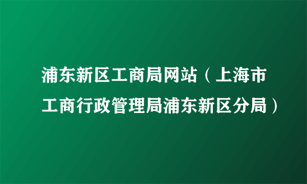 浦东新区工商局网站（上海市工商行政管理局浦东新区分局）