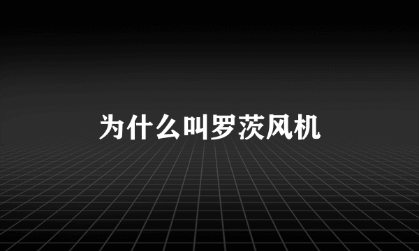 为什么叫罗茨风机