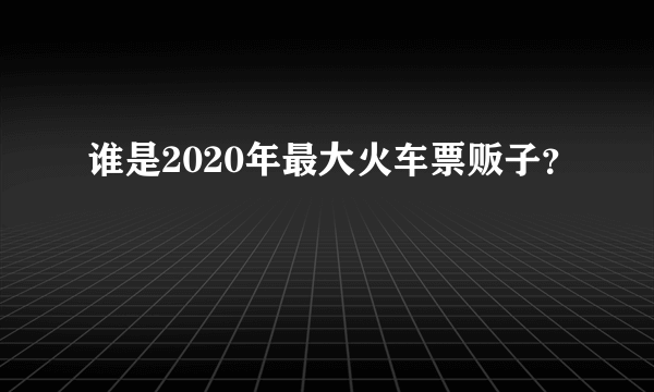 谁是2020年最大火车票贩子？