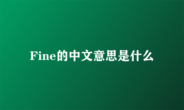 Fine的中文意思是什么