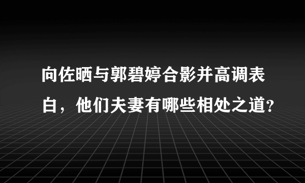 向佐晒与郭碧婷合影并高调表白，他们夫妻有哪些相处之道？