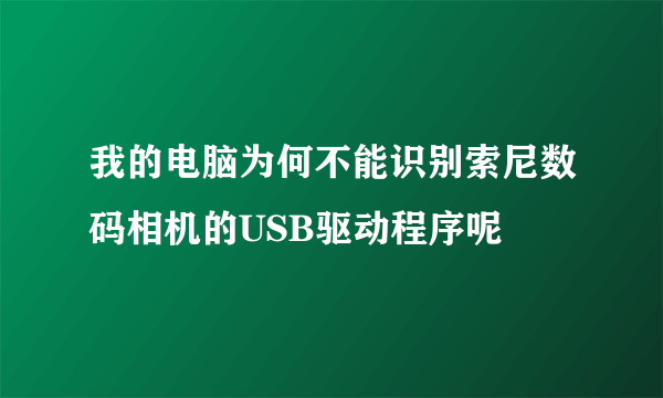 我的电脑为何不能识别索尼数码相机的USB驱动程序呢