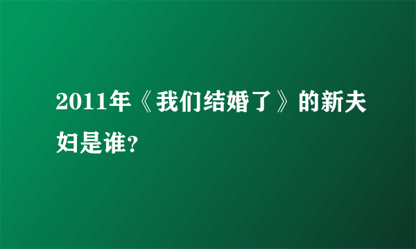 2011年《我们结婚了》的新夫妇是谁？