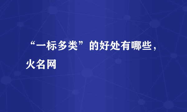 “一标多类”的好处有哪些，火名网