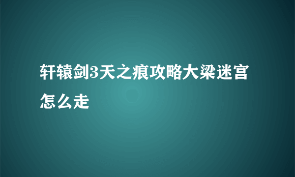 轩辕剑3天之痕攻略大梁迷宫怎么走