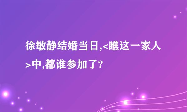 徐敏静结婚当日,<瞧这一家人>中,都谁参加了?