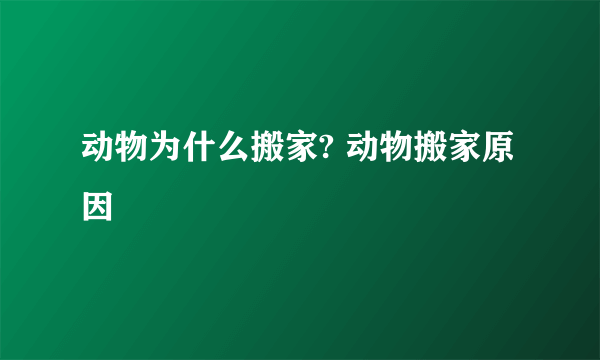 动物为什么搬家? 动物搬家原因