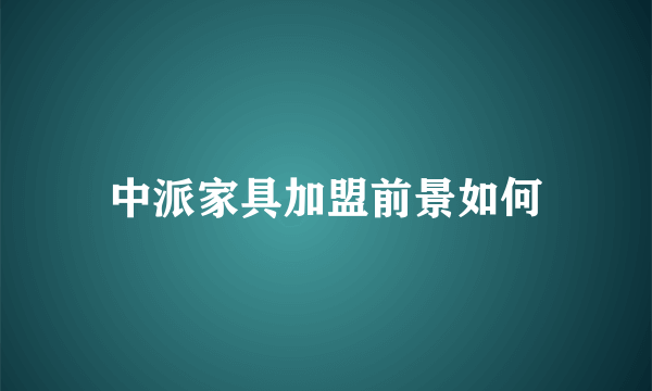 中派家具加盟前景如何