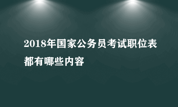 2018年国家公务员考试职位表都有哪些内容