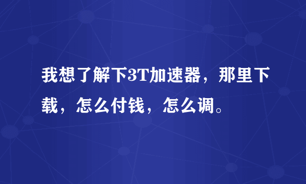 我想了解下3T加速器，那里下载，怎么付钱，怎么调。