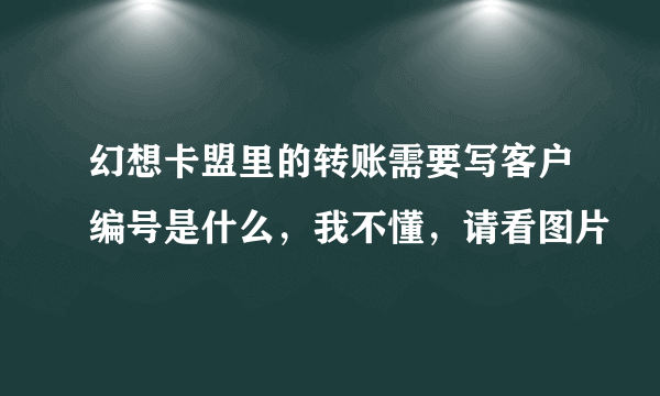 幻想卡盟里的转账需要写客户编号是什么，我不懂，请看图片