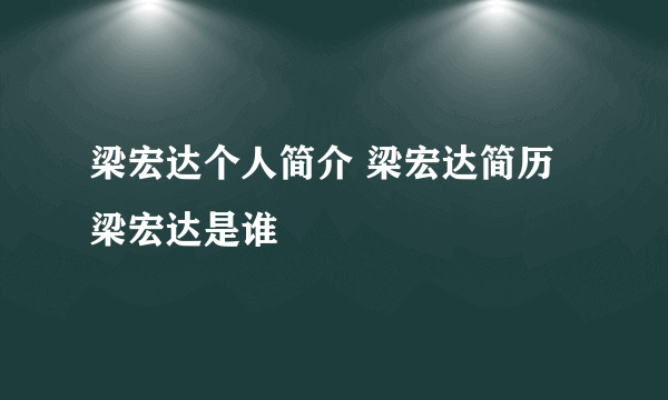 梁宏达个人简介 梁宏达简历 梁宏达是谁