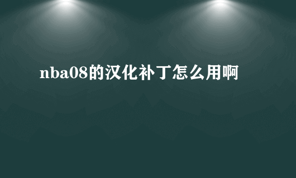 nba08的汉化补丁怎么用啊