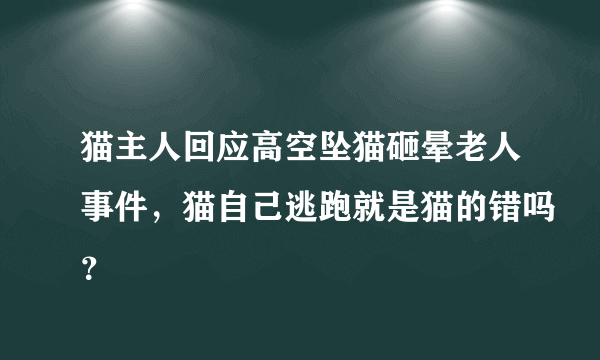 猫主人回应高空坠猫砸晕老人事件，猫自己逃跑就是猫的错吗？