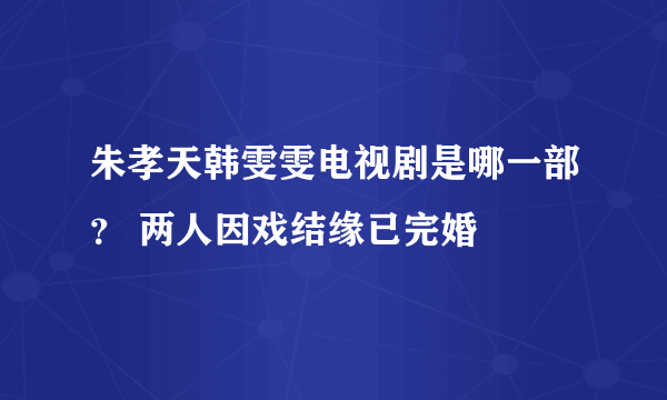 朱孝天韩雯雯电视剧是哪一部？ 两人因戏结缘已完婚