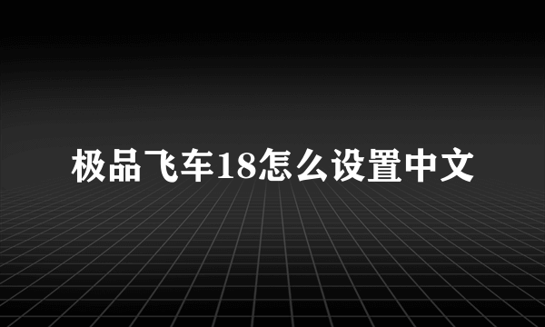 极品飞车18怎么设置中文