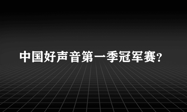 中国好声音第一季冠军赛？