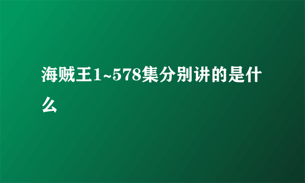 海贼王1~578集分别讲的是什么