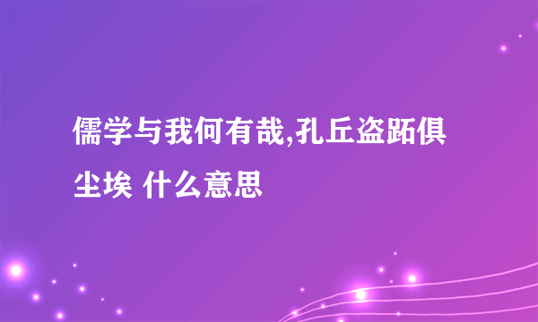 儒学与我何有哉,孔丘盗跖俱尘埃 什么意思