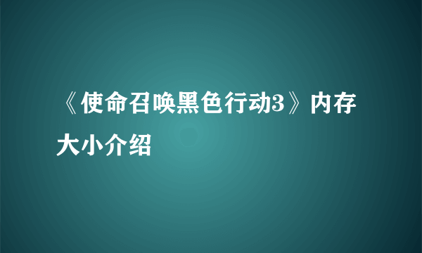 《使命召唤黑色行动3》内存大小介绍