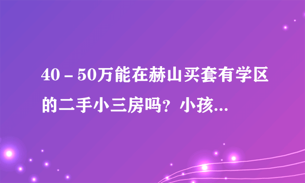 40－50万能在赫山买套有学区的二手小三房吗？小孩准备上小学？