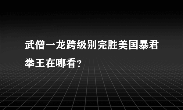 武僧一龙跨级别完胜美国暴君拳王在哪看？