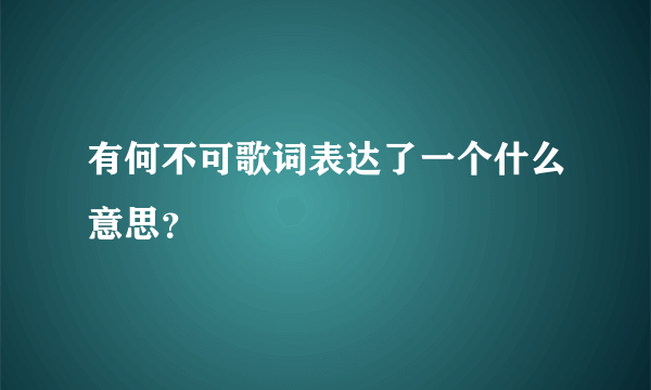 有何不可歌词表达了一个什么意思？