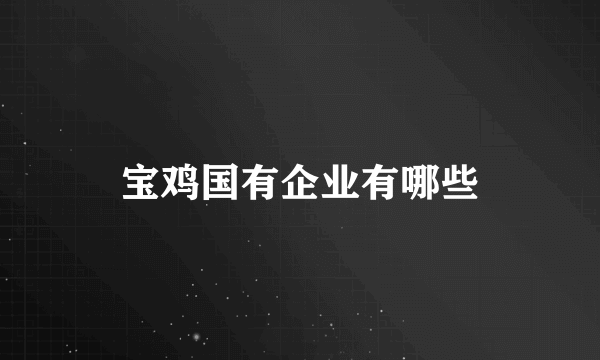 宝鸡国有企业有哪些