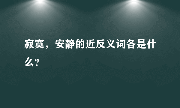 寂寞，安静的近反义词各是什么？