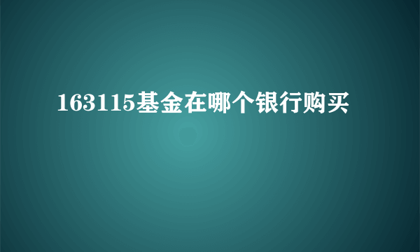 163115基金在哪个银行购买