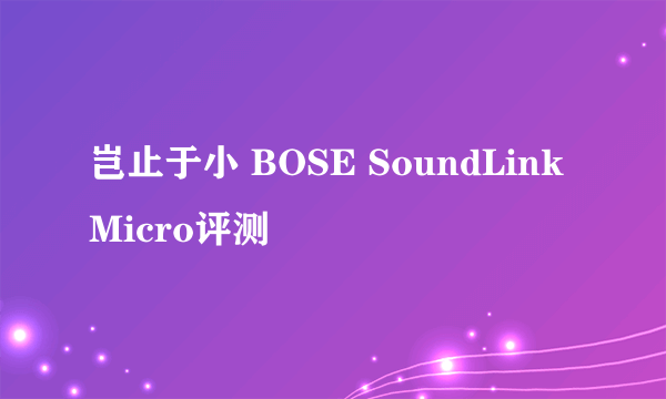 岂止于小 BOSE SoundLink Micro评测